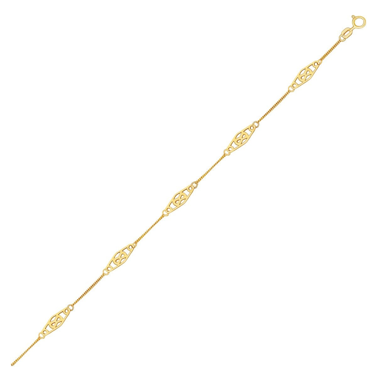 14k Yellow Gold Infinity Ankle Bracelet - 7.25'' - Apparel & Accessories