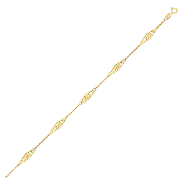 14k Yellow Gold Infinity Ankle Bracelet - 7.25'' - Apparel & Accessories