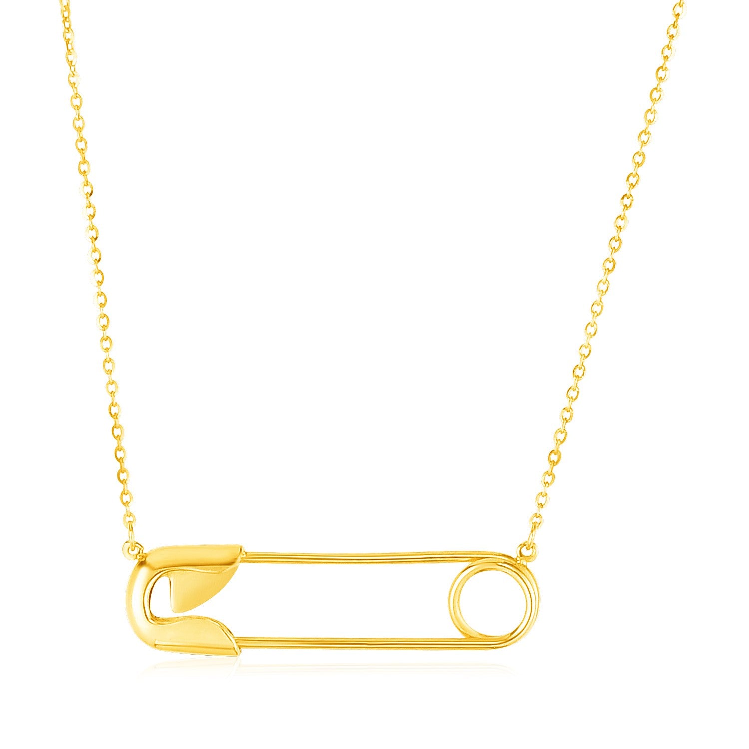14k Yellow Gold Safety Pin Necklace - 18'' - Apparel & Accessories
