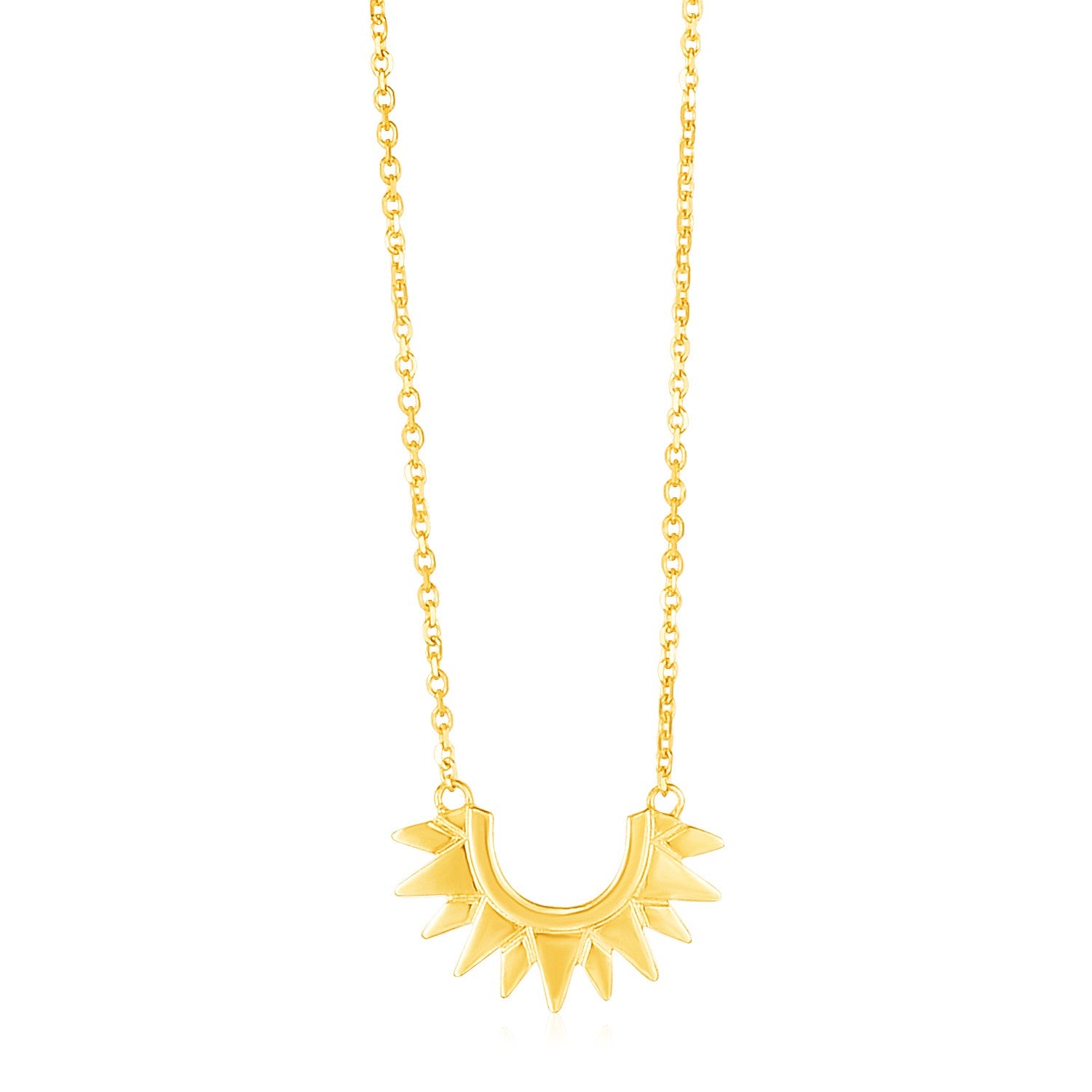14k Yellow Gold Polished Sunburst Necklace - 18'' - Apparel & Accessories