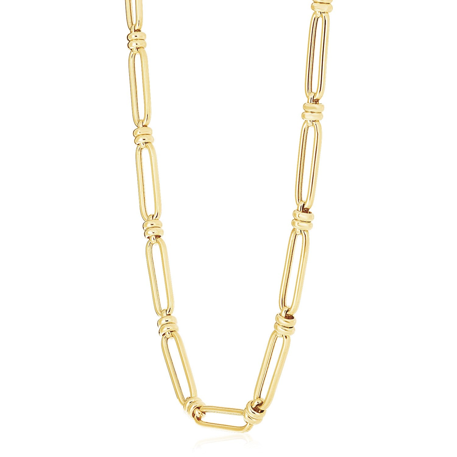 14k Yellow Gold High Polish Elongated Paperclip Jax Link Necklace - 18'' - Apparel & Accessories
