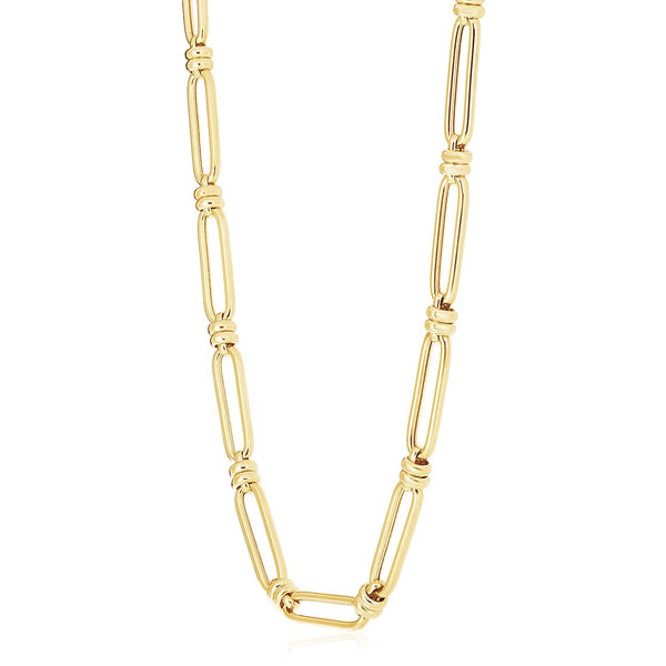 14k Yellow Gold High Polish Elongated Paperclip Jax Link Necklace - 18'' - Apparel & Accessories