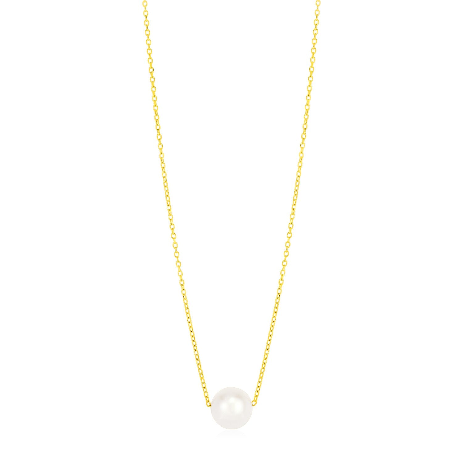 14k Yellow Gold Pearl Solitaire Necklace - 18'' - Apparel & Accessories