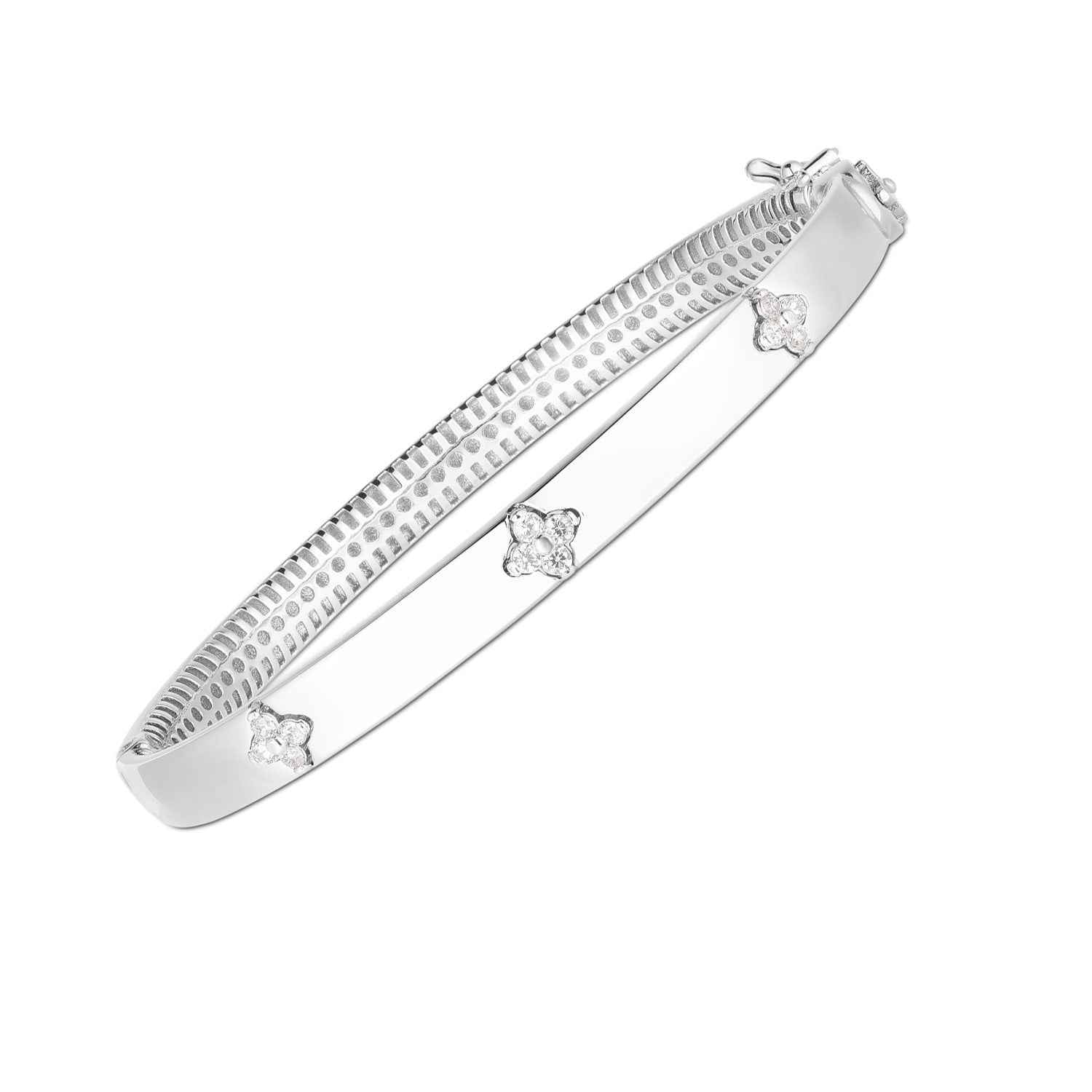 14k White Gold Trilogy Diamond Bangle 7''