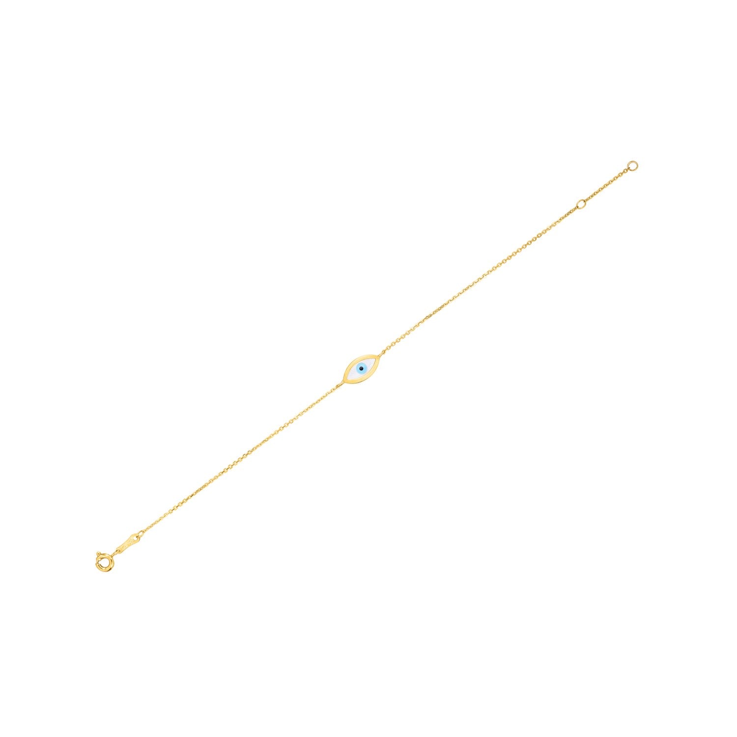 14k Yellow Gold MOP Evil Eye Bracelet - 7'' - Apparel & Accessories