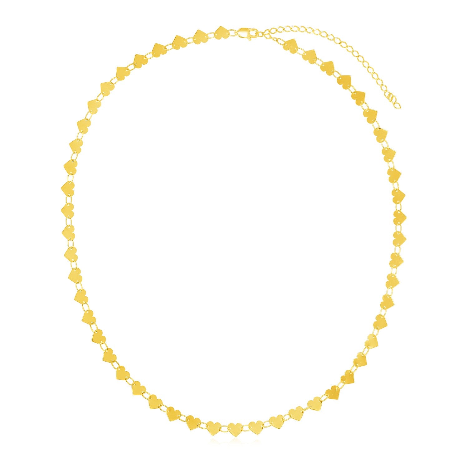 14k Yellow Gold Mirrored Heart Chain Necklace - 18'' - Apparel & Accessories