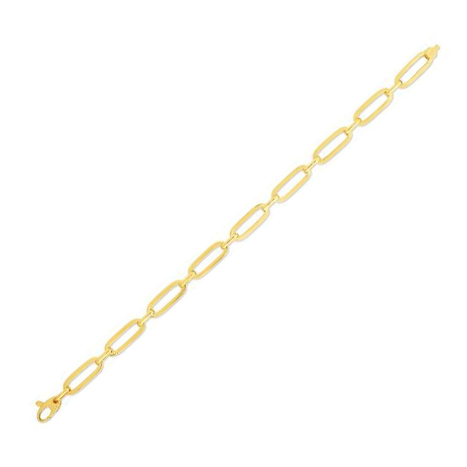 14k Yellow Gold 7 1/4 inch Bombay Paperclip Chain Bracelet - 7.25'' - Apparel & Accessories