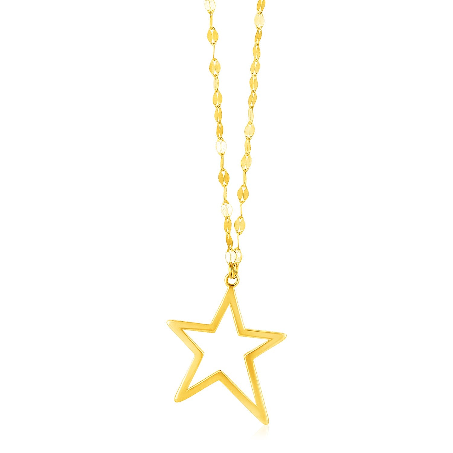 14k Yellow Gold Necklace with Star Pendant - 18'' - Apparel & Accessories