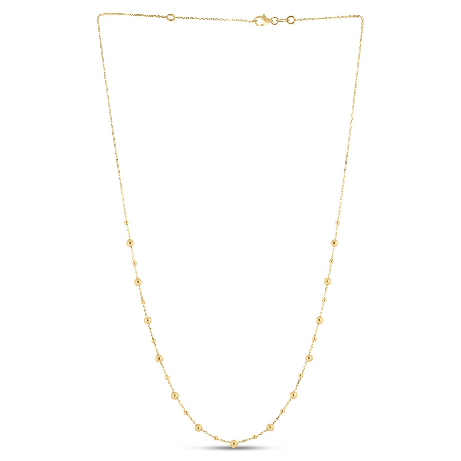 14k Yellow Gold Bead Necklace 18''