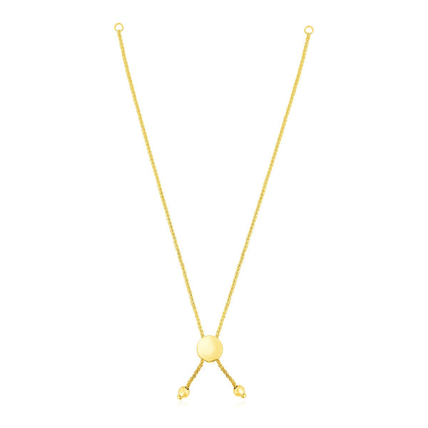 14k Yellow Gold 8 inch Adjustable Friendship Bracelet Chain with Disc Slide - 8'' - Apparel & Accessories