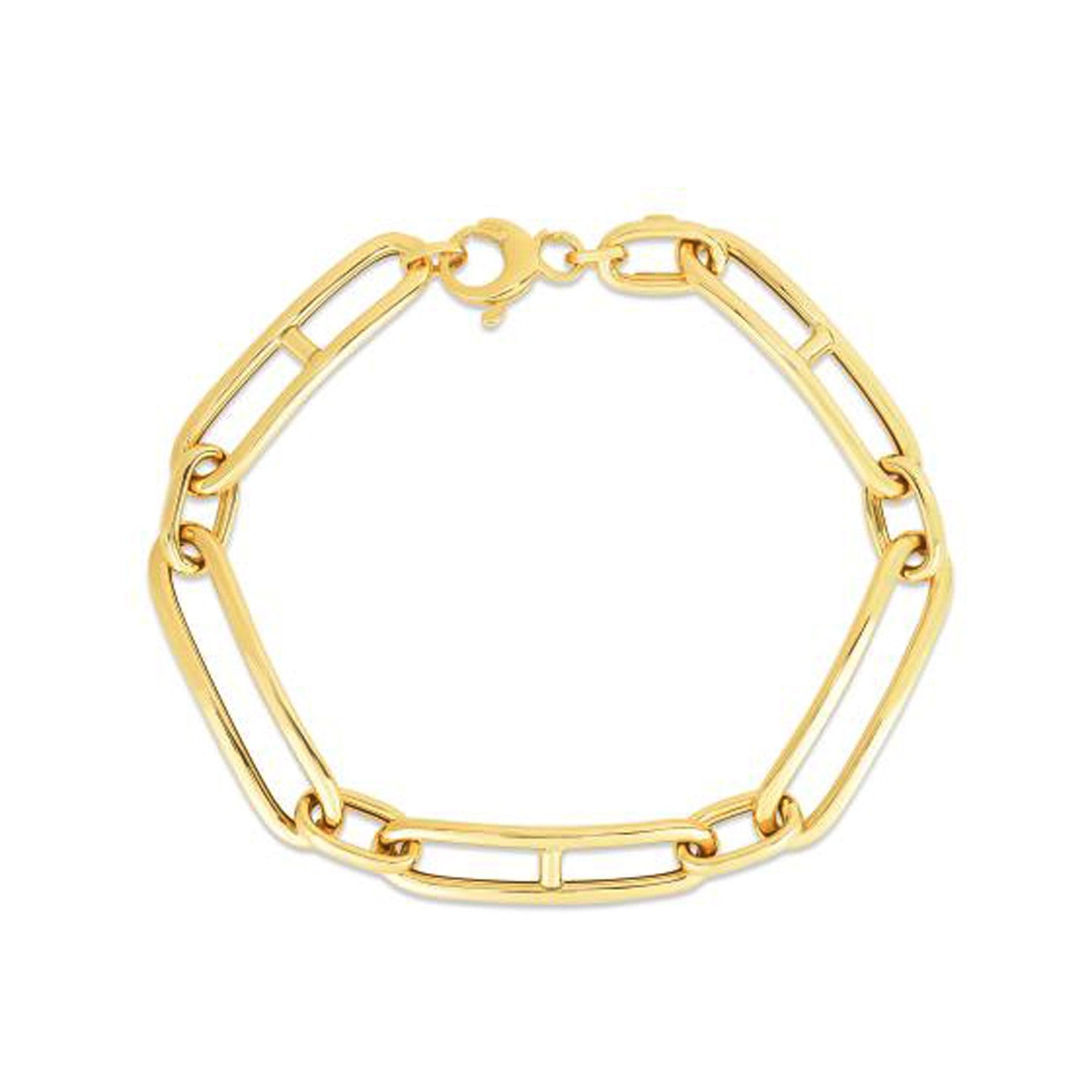 14k Yellow Gold 7 1/4 inch Elongated Alternating Mariner Link Bracelet - 7.25'' - Apparel & Accessories
