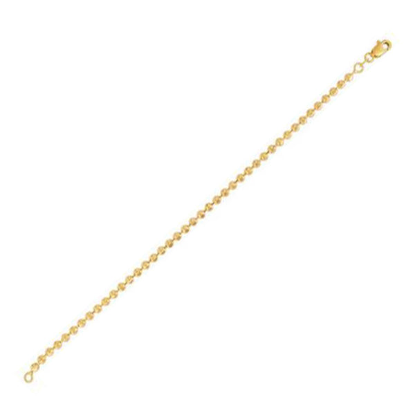 Moon Cut Bead Chain Bracelet in 14k Yellow Gold (3.0 mm) - 7'' - Apparel & Accessories