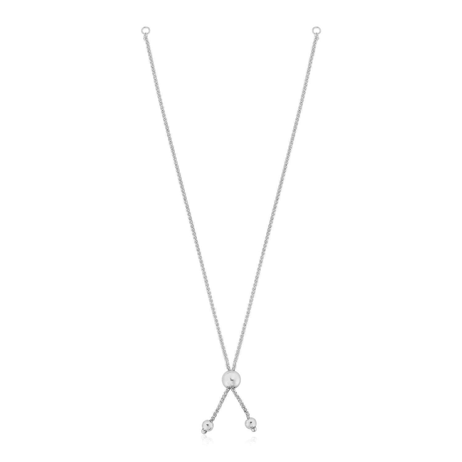 14k White Gold 8 inch Adjustable Friendship Bracelet Chain with Ball Slide - 8'' - Apparel & Accessories