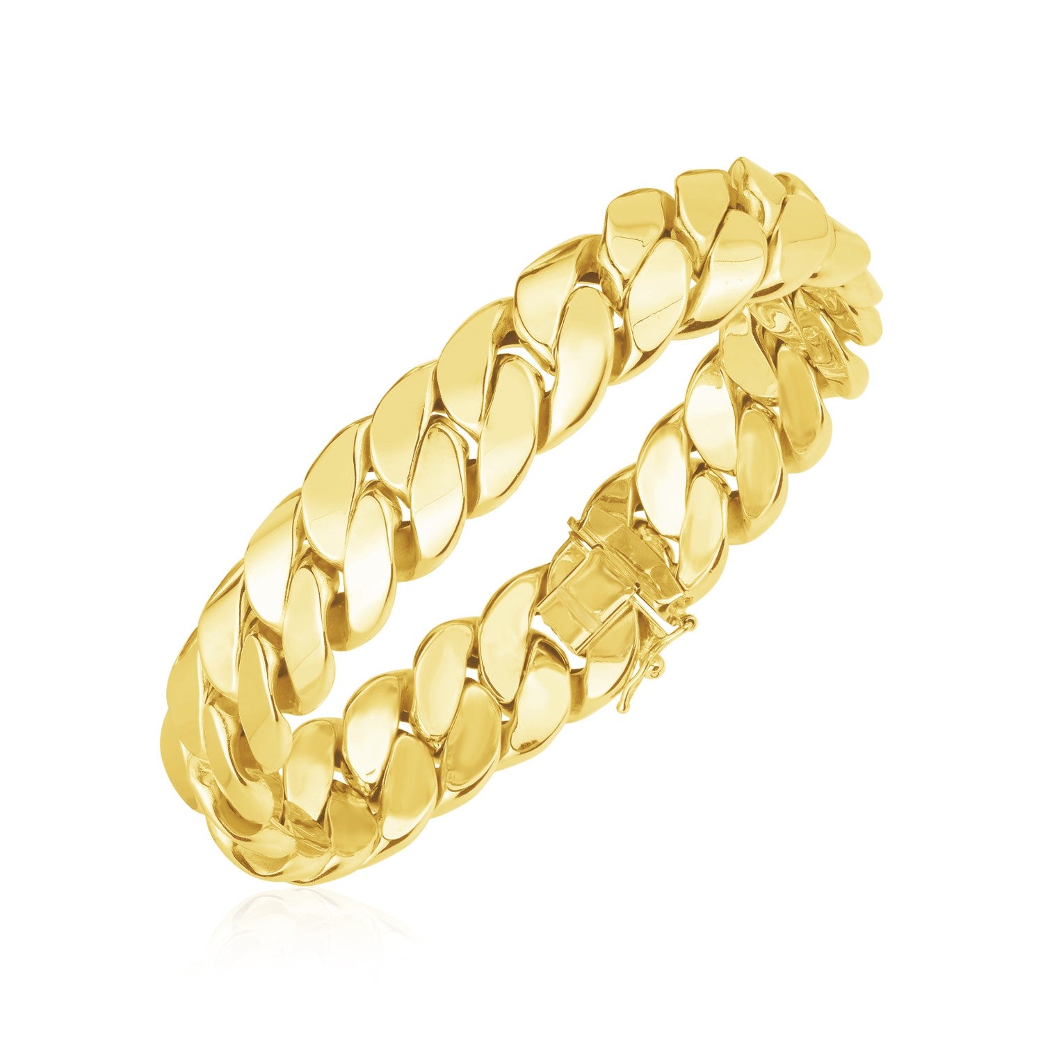 14k Yellow Gold High Polish LA Cubana Link Bracelet - 7.5'' - Apparel & Accessories