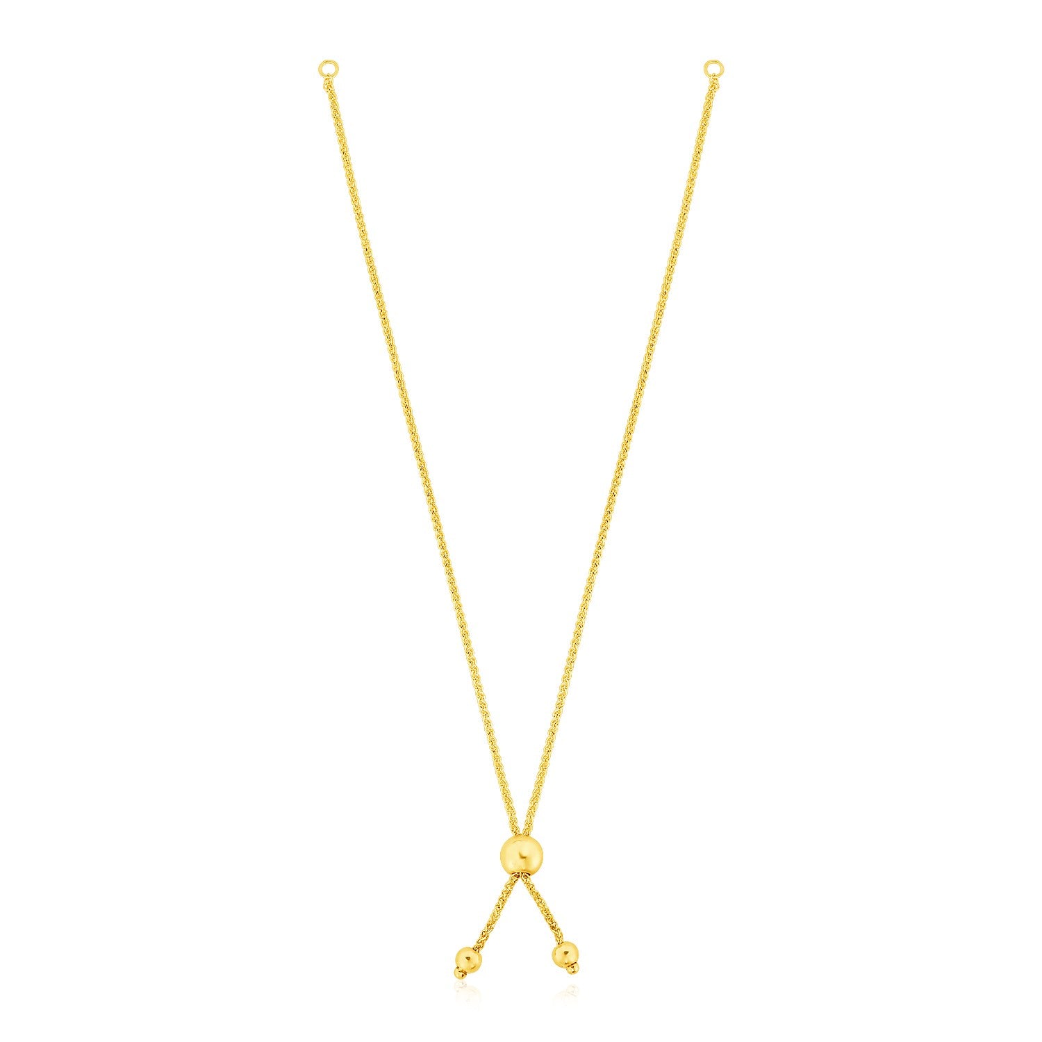 14k Yellow Gold 8 inch Adjustable Friendship Bracelet Chain with Ball Slide - 8'' - Apparel & Accessories