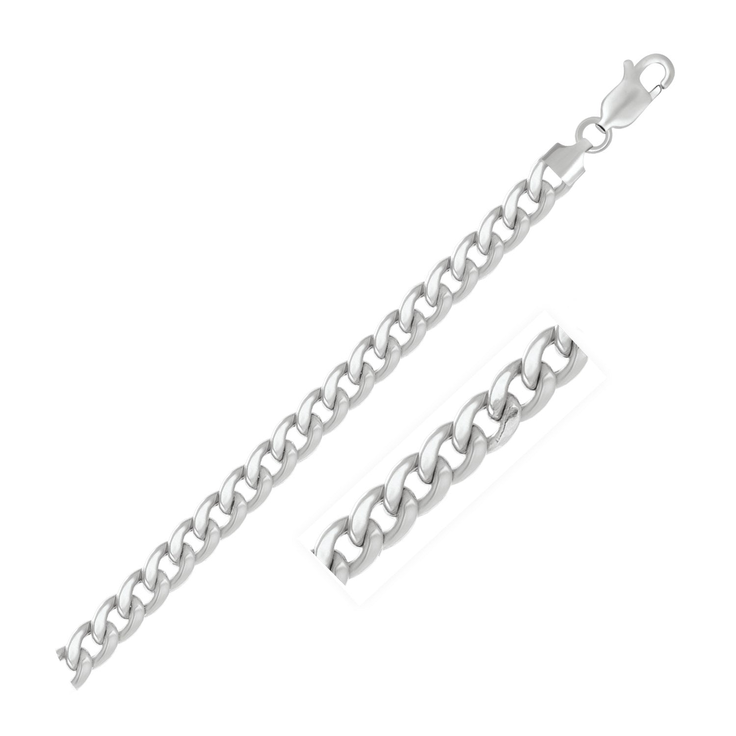 7.0mm 14K White Gold Miami Cuban Semi Solid Chain 24''