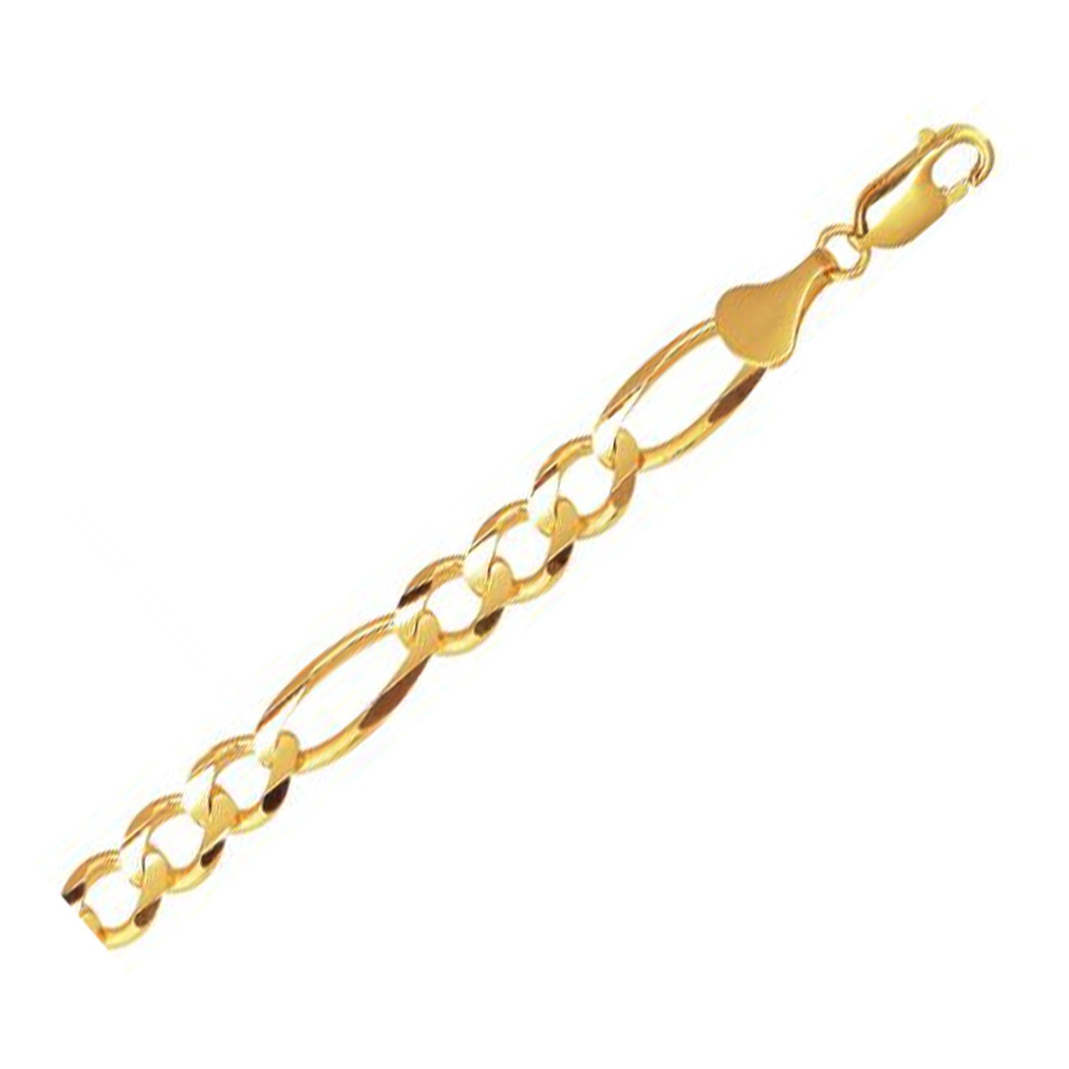 8.0mm 10k Yellow Gold Solid Figaro Bracelet - GreatEagleInc