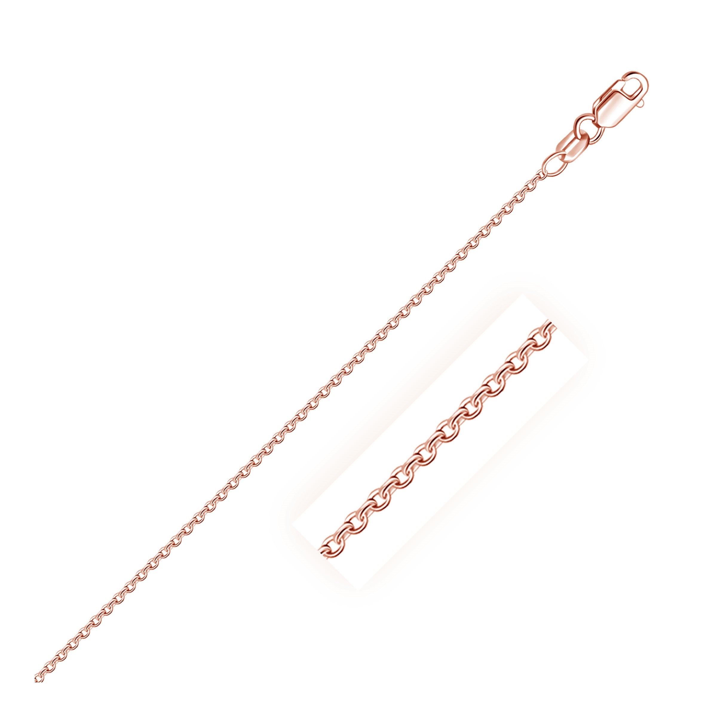 18k Rose Gold Round Oval Link Chain 1.5mm - 18'' - Apparel & Accessories
