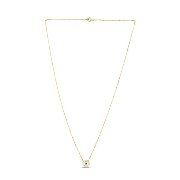 14k Yellow Gold MOP Evil Eye Necklace - 18'' - Apparel & Accessories