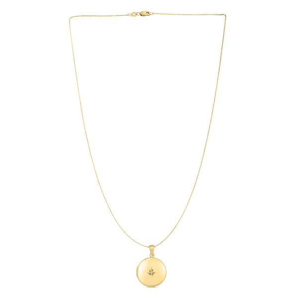 14k Yellow Gold Round North Star Locket Necklace - 18'' - Apparel & Accessories