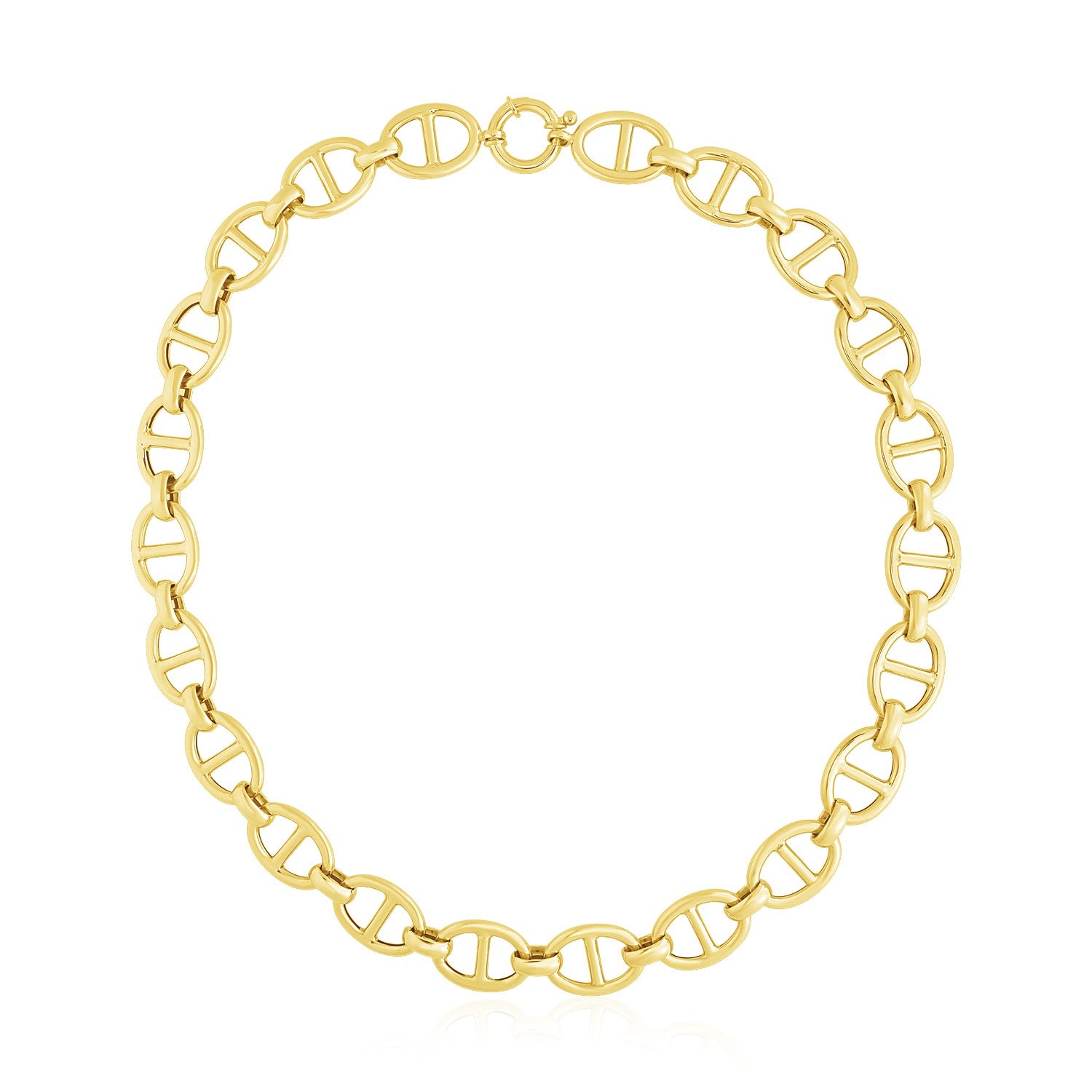 14k Yellow Gold High Polish Oval Mariner Link Necklace (13.8mm) - 18.5'' - Apparel & Accessories