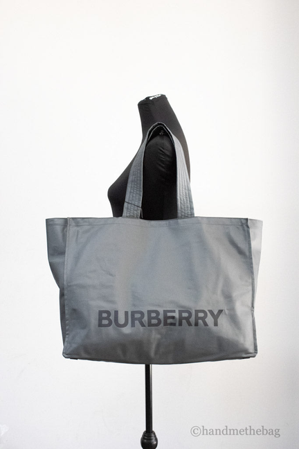 Burberry Trench Charcoal Grey Extra Large Nylon Branded Tote - 1 - Bags & Wallets