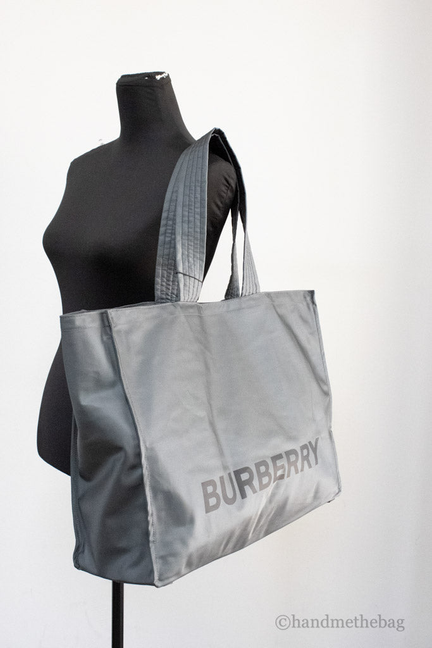 Burberry Trench Charcoal Grey Extra Large Nylon Branded Tote - 1 - Bags & Wallets