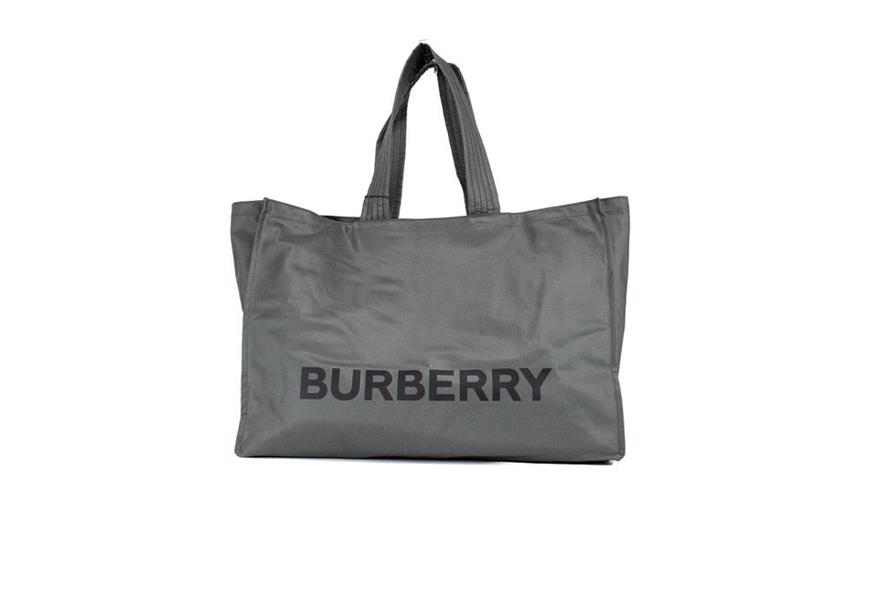 Burberry Trench Charcoal Grey Extra Large Nylon Branded Tote - 1 - Bags & Wallets