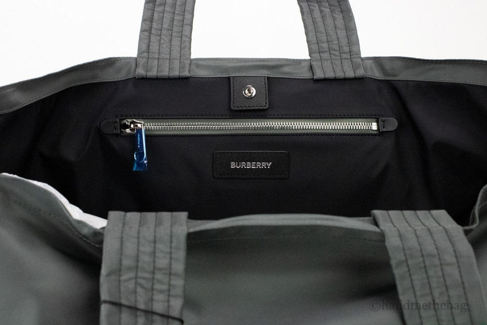 Burberry Trench Charcoal Grey Extra Large Nylon Branded Tote - 1 - Bags & Wallets