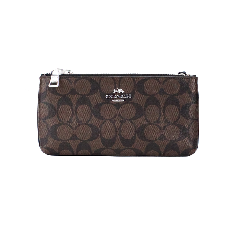 Coach Signature Brown Black Double Zip Crossbody Bag JV Deals