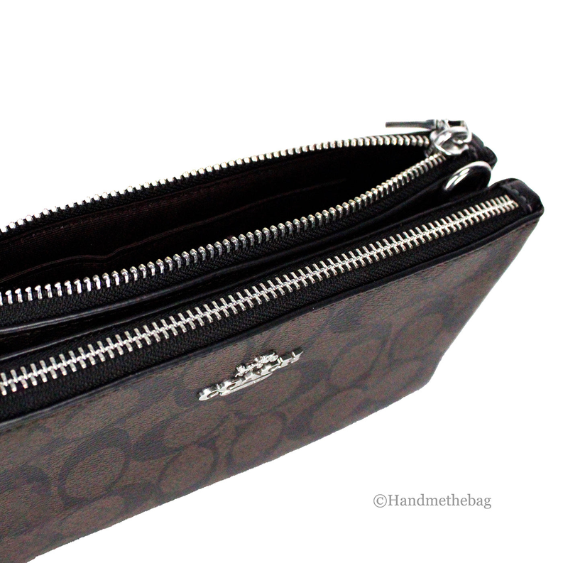 Coach Signature Brown Black Double Zip Crossbody Bag JV Deals