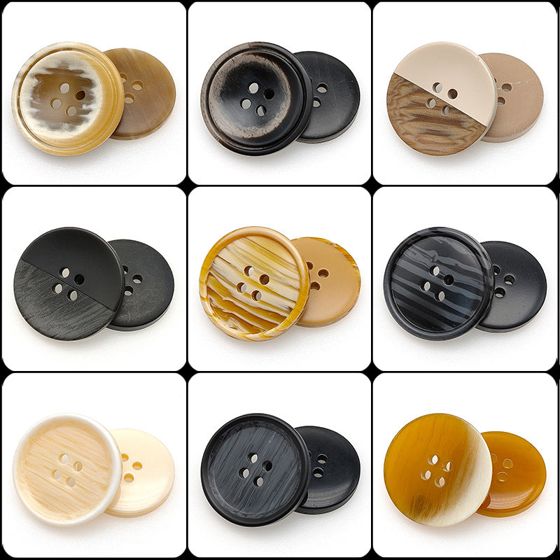 Four-Hole Mixed Flower Resin Button Wild Round Coat Button Suit Suit Wind Clothes Clothing Accessories Button