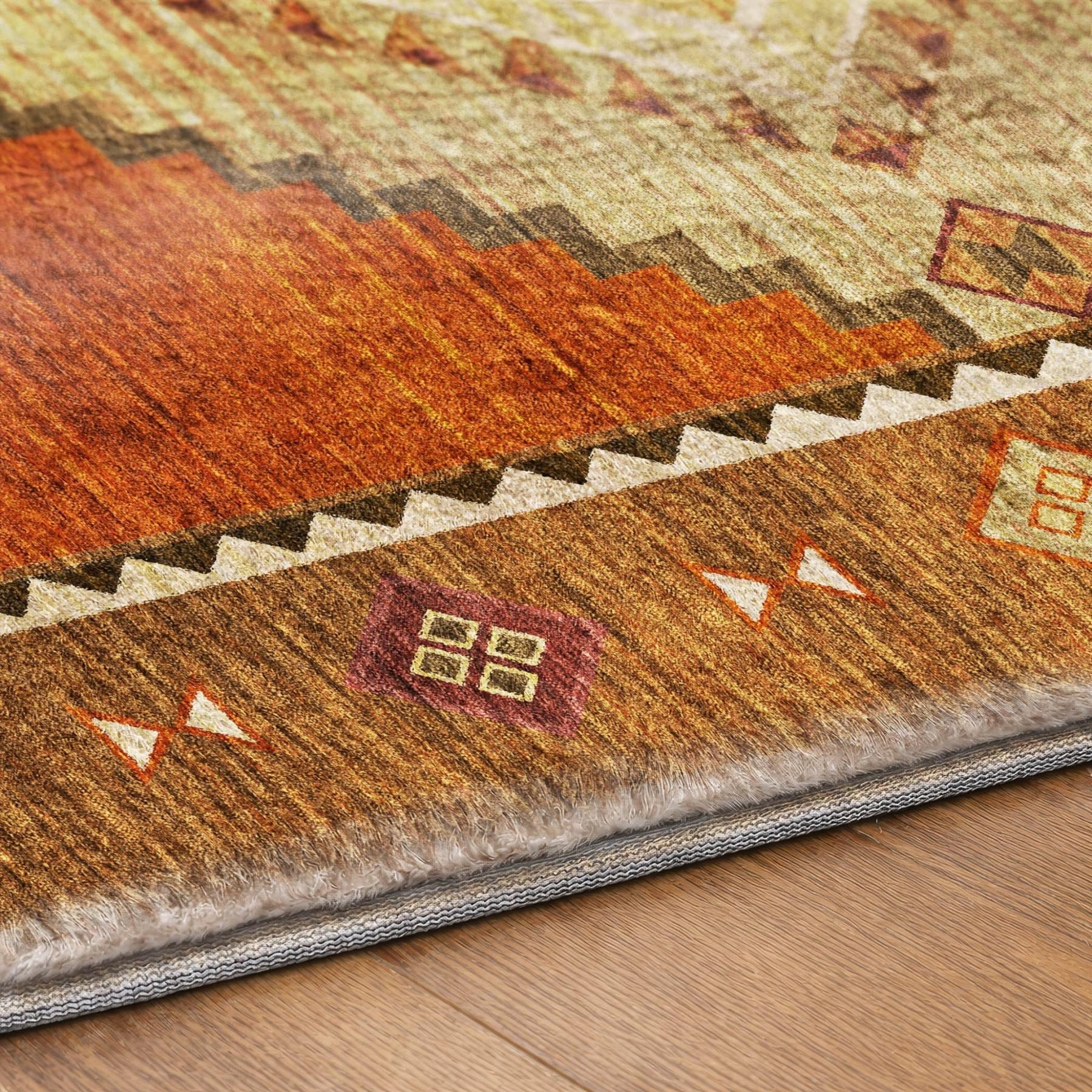 10' X 14' Brown And Chocolate Geometric Shag Washable Area Rug With UV Protection - Home & Garden