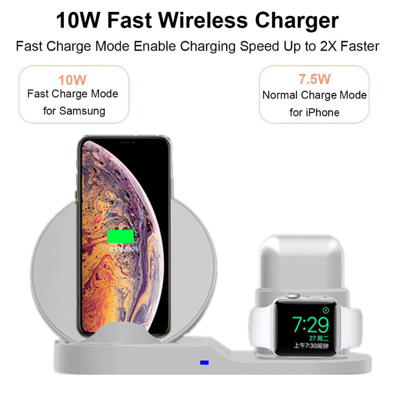 3 In 1 Wireless Charger 10w Fast Wireless Charging Pad - GreatEagleInc