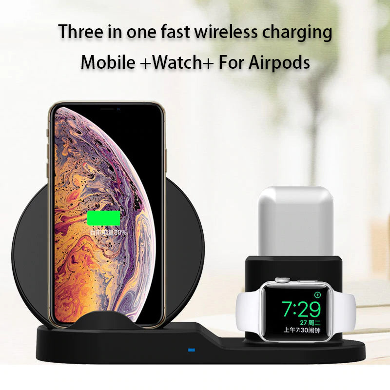3 In 1 Wireless Charger 10w Fast Wireless Charging Pad - GreatEagleInc