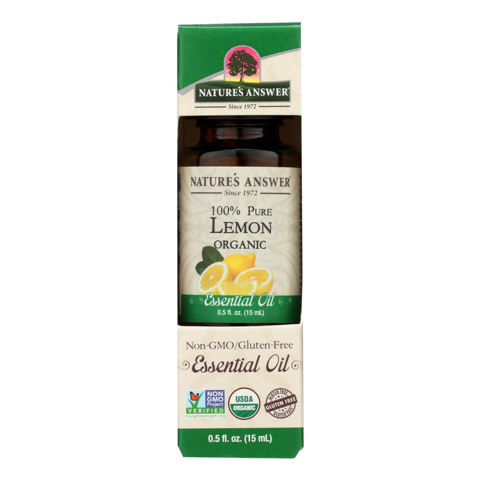 Nature's Answer - Organic Essential Oil - Lemon - 0.5 Oz. - Eco-Friendly Home & Grocery
