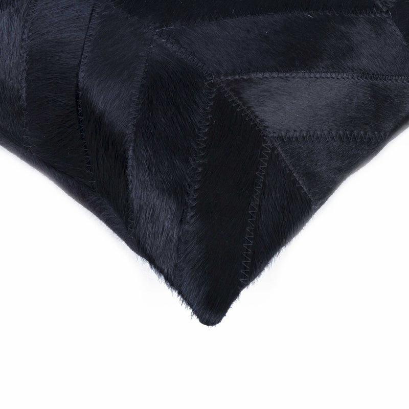 12" X 20" Black Cowhide Throw Pillow - Home Decor