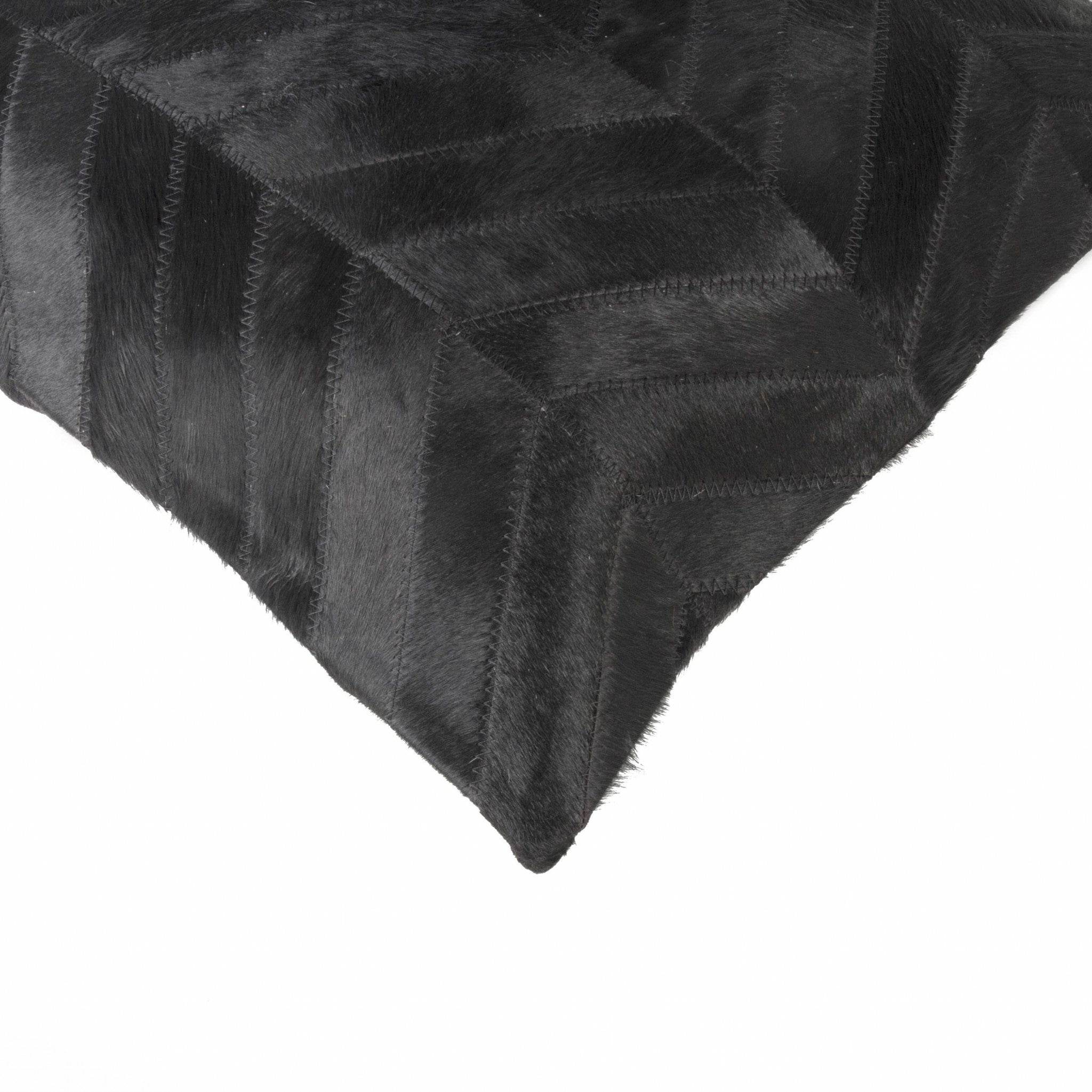 18" Black Cowhide Throw Pillow - Home & Garden