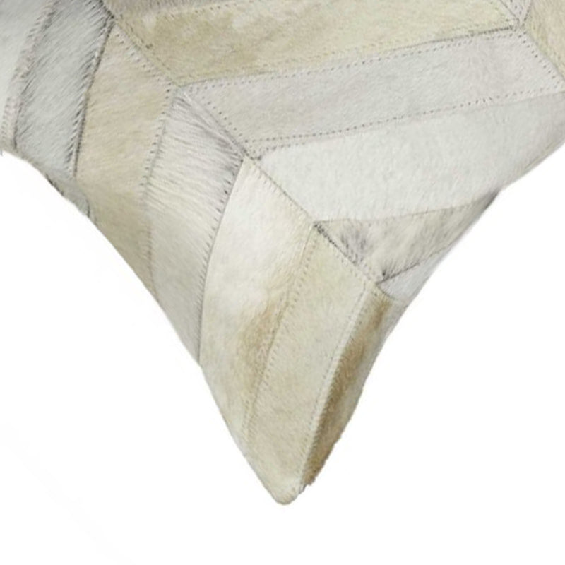 12" X 20" Natural Chevron Cowhide Throw Pillow - Home Decor