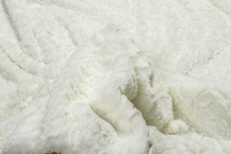 70" X 50" Ivory Faux Fur Plush Throw Blanket - Home Decor