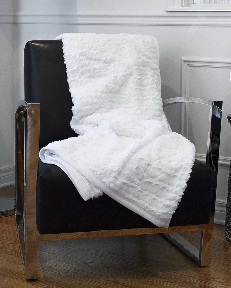 70" X 50" Ivory Faux Fur Plush Throw Blanket - Home Decor