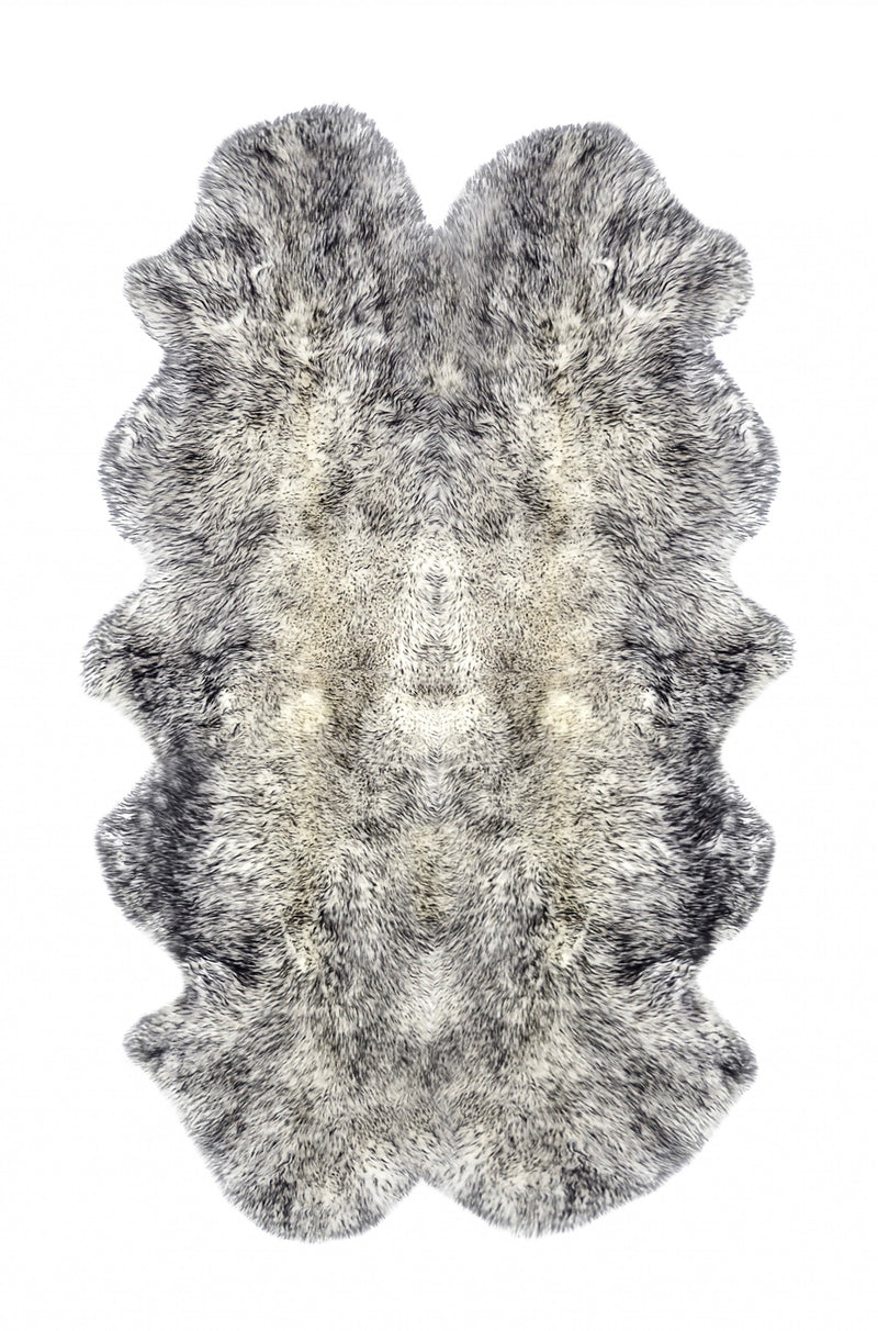4' X 6' Gray Genuine Sheepskin Handmade Area Rug - Home Decor