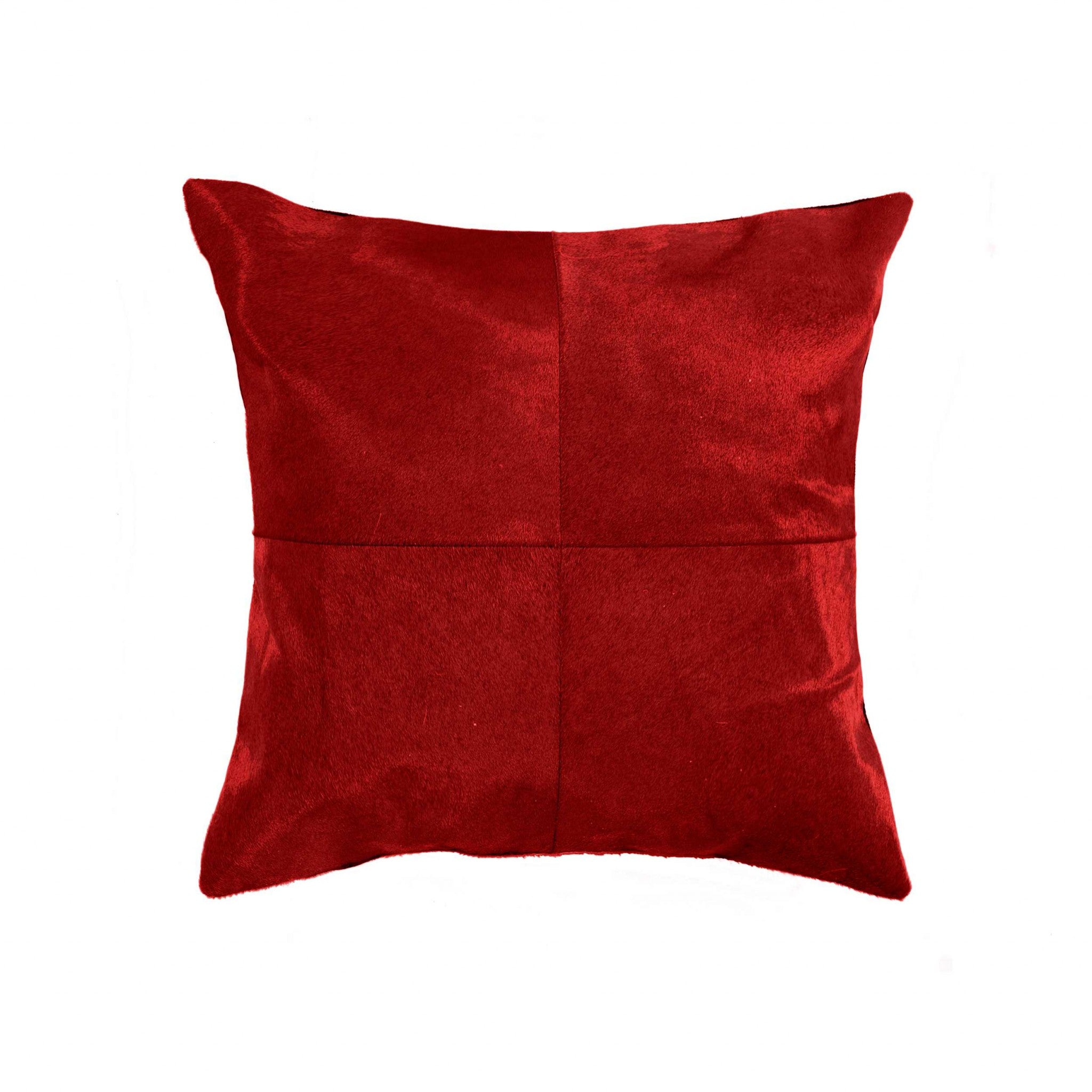 18" Red Cowhide Geometric Throw Pillow - Home & Garden