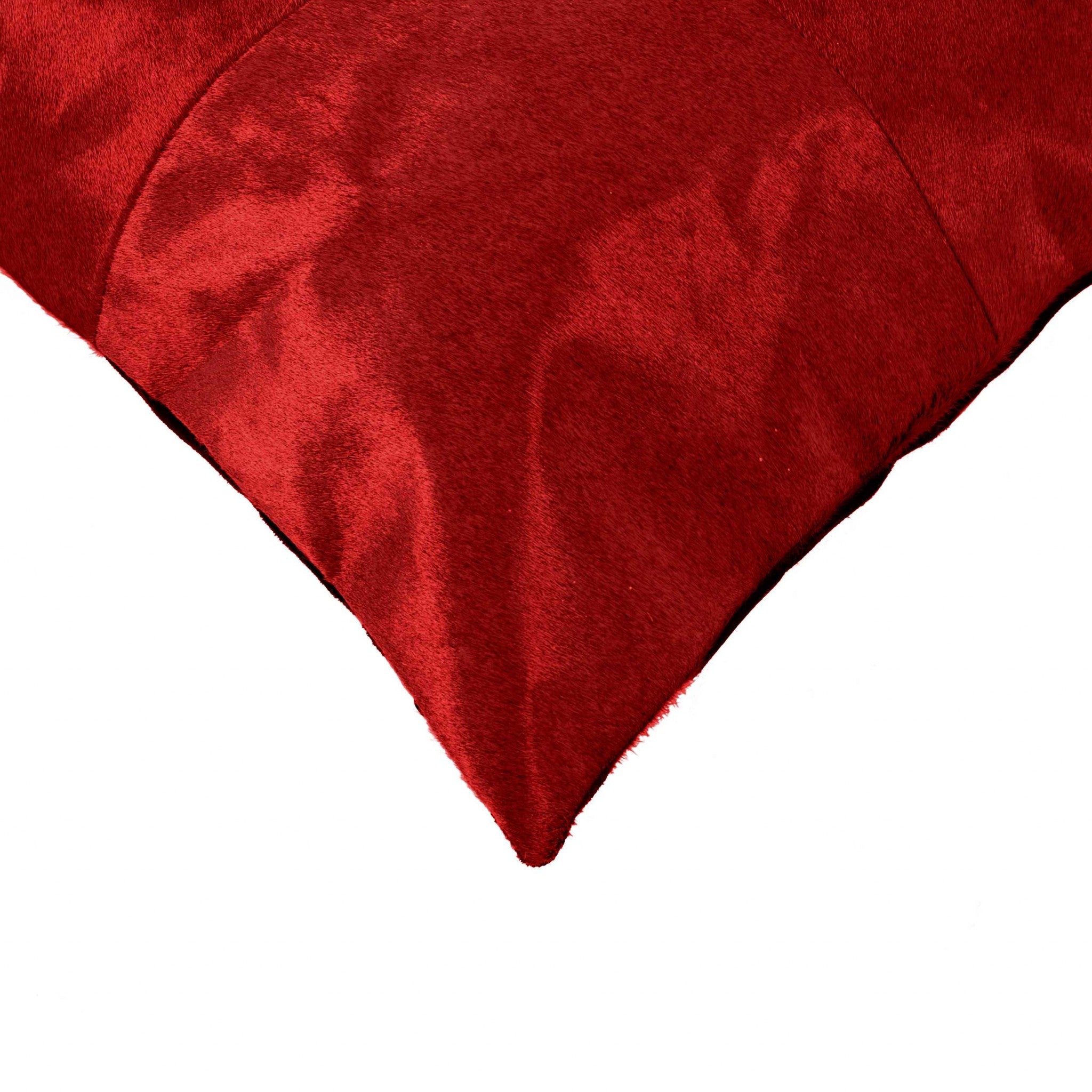 18" Red Cowhide Geometric Throw Pillow - Home & Garden