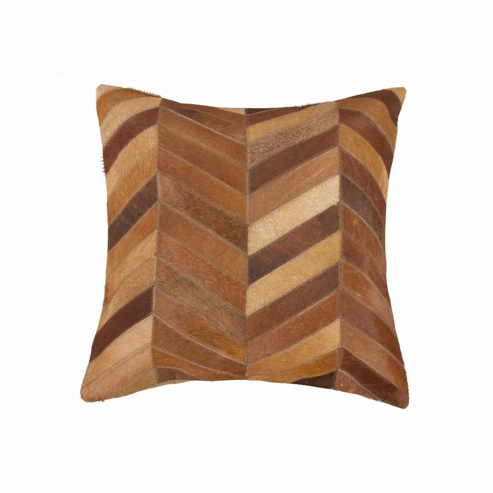 18" Tan Cowhide Throw Pillow - Home & Garden
