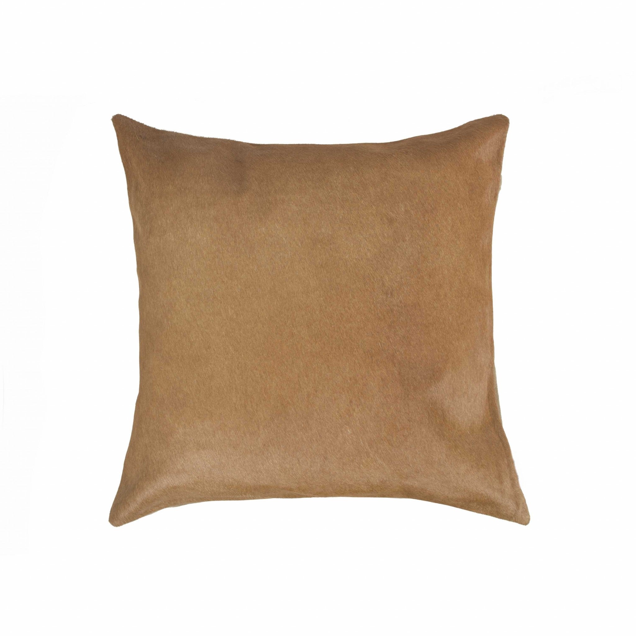 18" Tan Cowhide Throw Pillow - Home & Garden