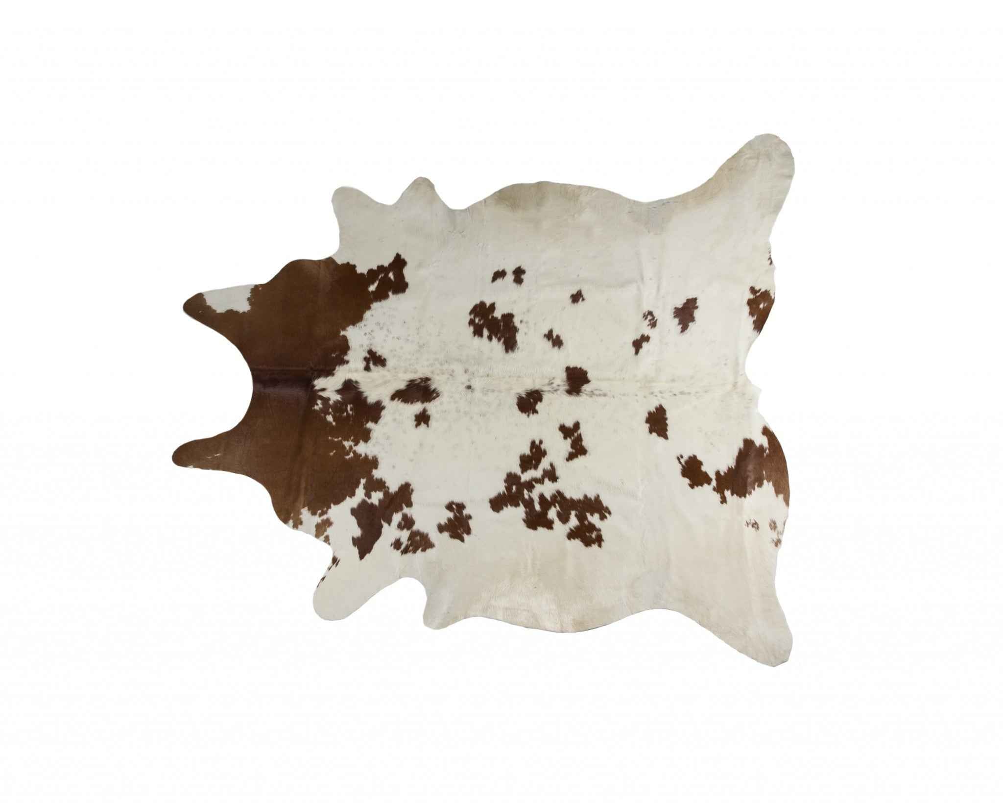 72" X 84" White And Brown Cowhide  Rug