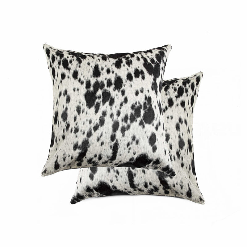 16"X16" Salt And Pepper Black And White Cowhide  Pillow 2 Pack - Home Decor