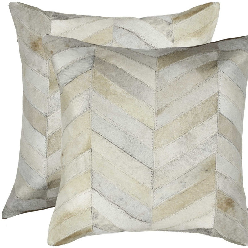 Set of Two Natural Cowhide Throw Pillow - Home Decor