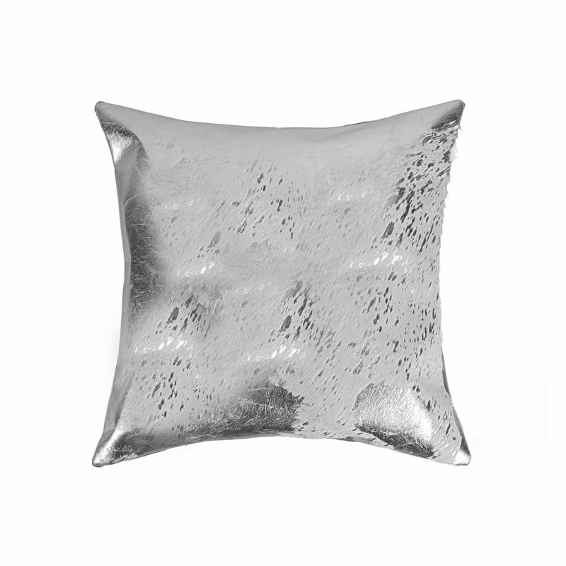 18" Silver Abstract Cowhide Throw Pillow - Home Decor
